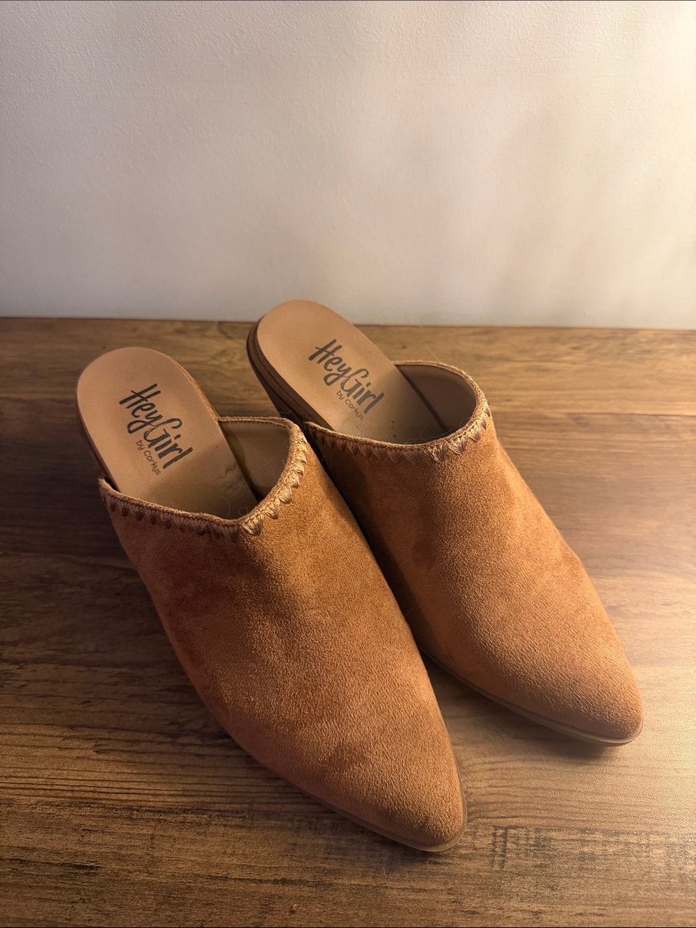 Hey Girl by Corkys Tan Suede Pointed-Toe Mule
